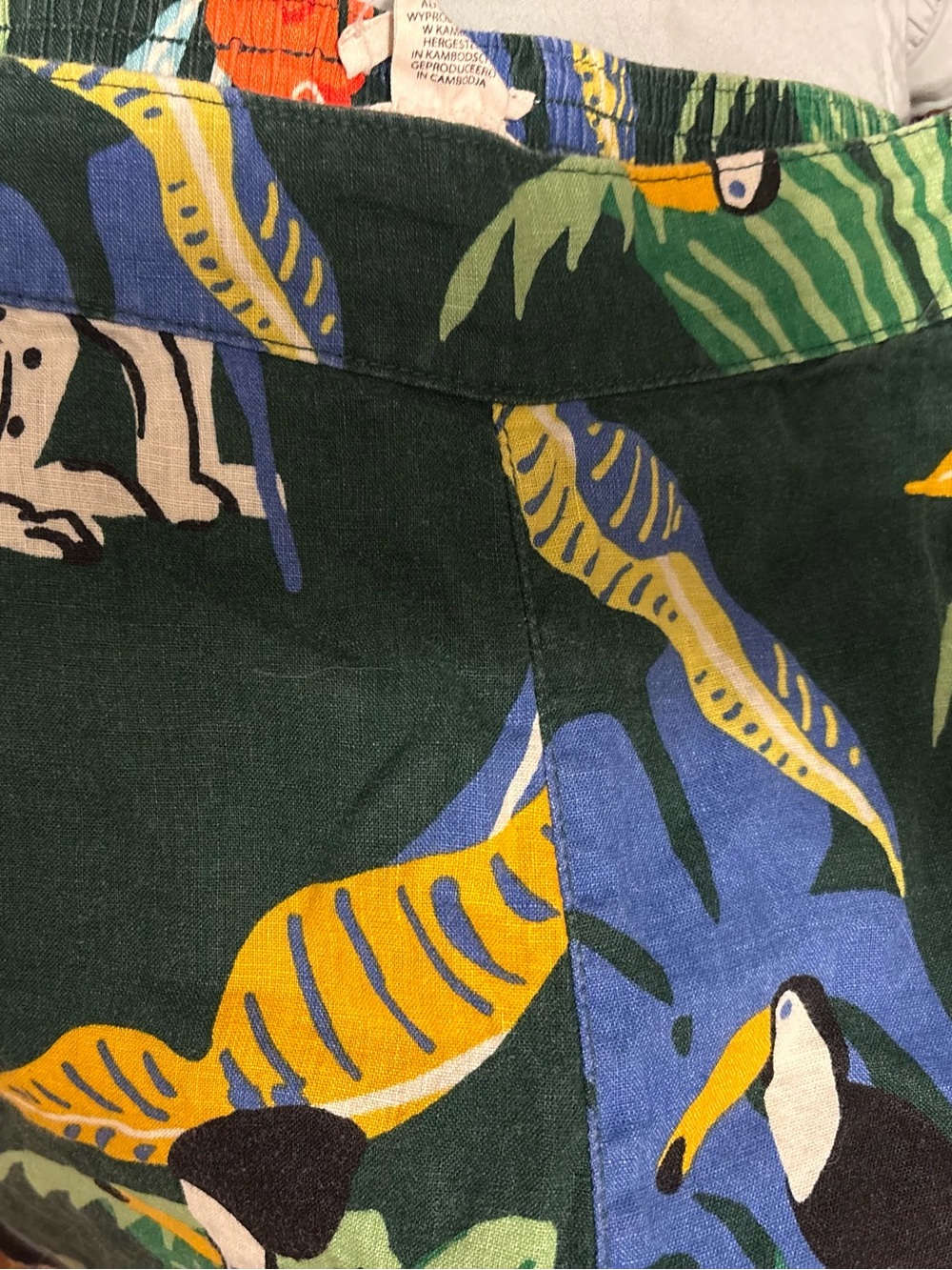 Christian Siriano linen Tropical Print Wide-Leg Pants - Green - Picture 3 of 7
